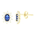 thumbnail image 1 of 10k Yellow Gold Womens Blue White Oval Round Cubic-zirconia Fashion Stud Earrings Jewelry Gift for Women, 1 of 2