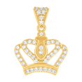 thumbnail image 1 of 10k Yellow Gold Womens Cubic Zirconia Crown Fashion Charm Pendant Necklace 22.4x16.6mm Wide Pendant for Women, 1 of 2