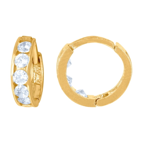 10k Yellow Gold Womens Cubic Zirconia Cubic Zirconia Hoop Earrings 11.4x11.90mm Wide Hoop Earring for Women