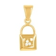 thumbnail image 1 of 10k Yellow Gold Womens Cubic Zirconia Lock Charm Pendant Necklace 18.3x6.6mm Wide Pendant for Women, 1 of 2