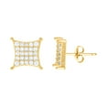 thumbnail image 1 of 10k Yellow Gold Womens Cubic Zirconia Square Stud Earrings 9.6x9.6mm Wide Stud Earring for Women, 1 of 2