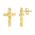 thumbnail image 1 of 10k Yellow Gold Womens Cross Religious Stud Earrings 16.8x9.9mm Wide Stud Earring for Women, 1 of 2