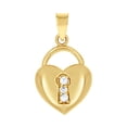 thumbnail image 1 of 10k Yellow Gold Womens Cubic Zirconia CZ Love Heart Lock Charm Pendant Necklace 21.2x11.50mm Wide Pendant for Women, 1 of 2