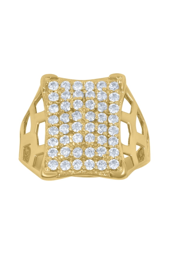 10k Yellow Gold Womens Cubic-Zirconia Saint Jude Shield Religious Ring