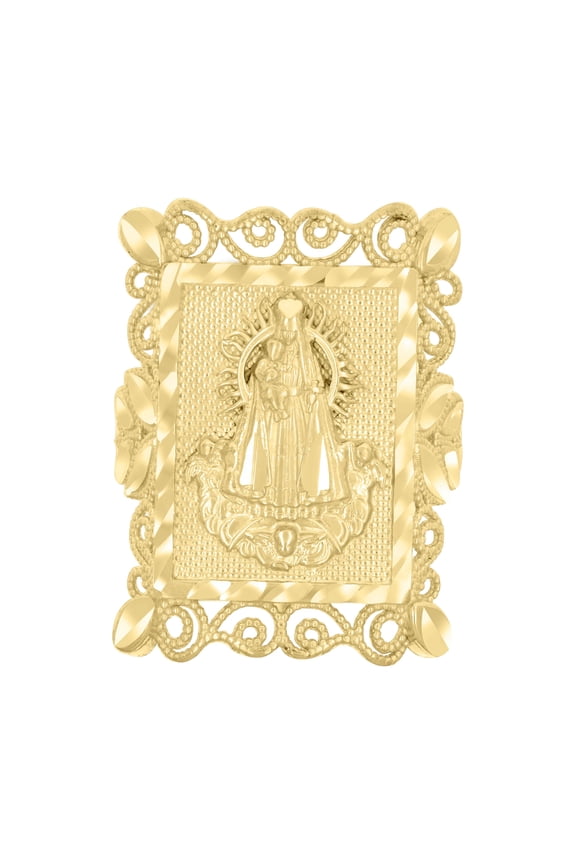 10k Yellow Gold Womens Diamond-Cut Caridad Del Cobre Religious Ring