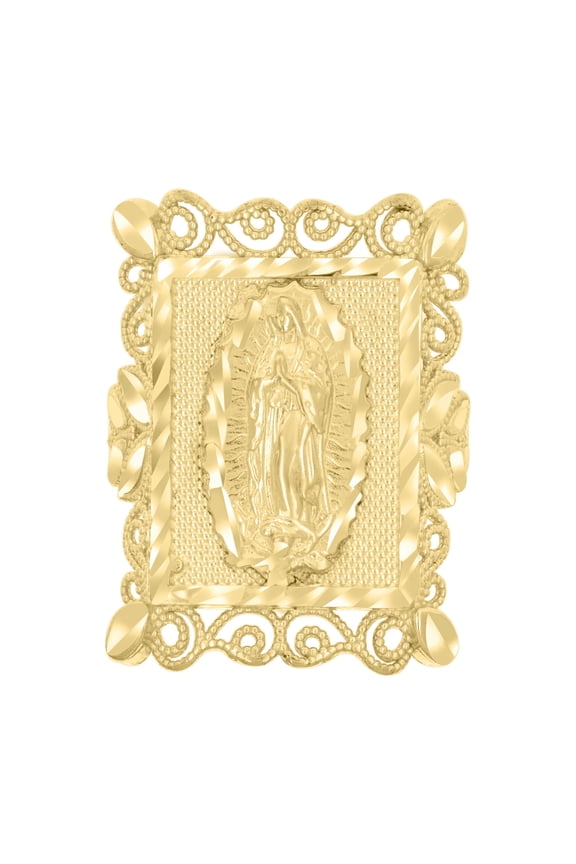 10k Yellow Gold Womens Diamond-Cut Guadalupe Religious Ring