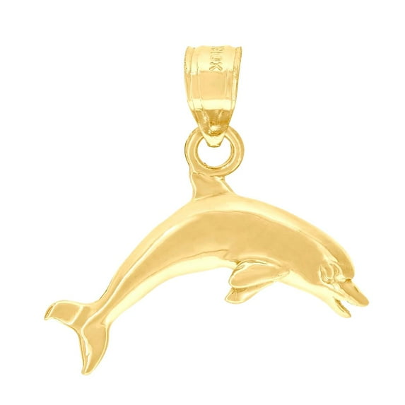 10k Yellow Gold Womens Dolphin Height 20.4mm X Width 18.4mm Animal Charm Pendant Necklace Pendant for Women