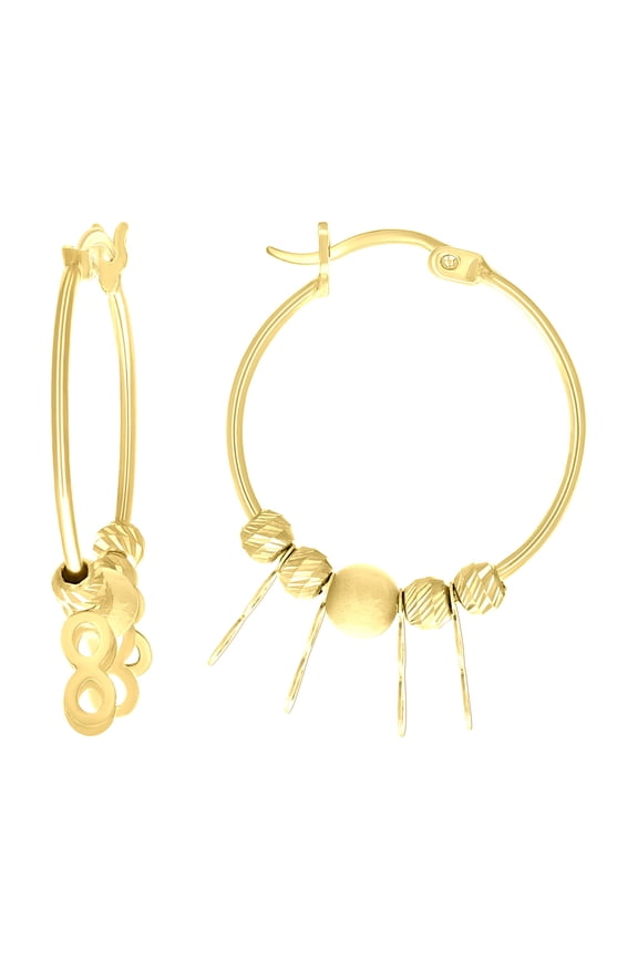 10k Yellow Gold Womens Infinity Yellow Beaded Hoop Earrings Jewelry Gift for Women