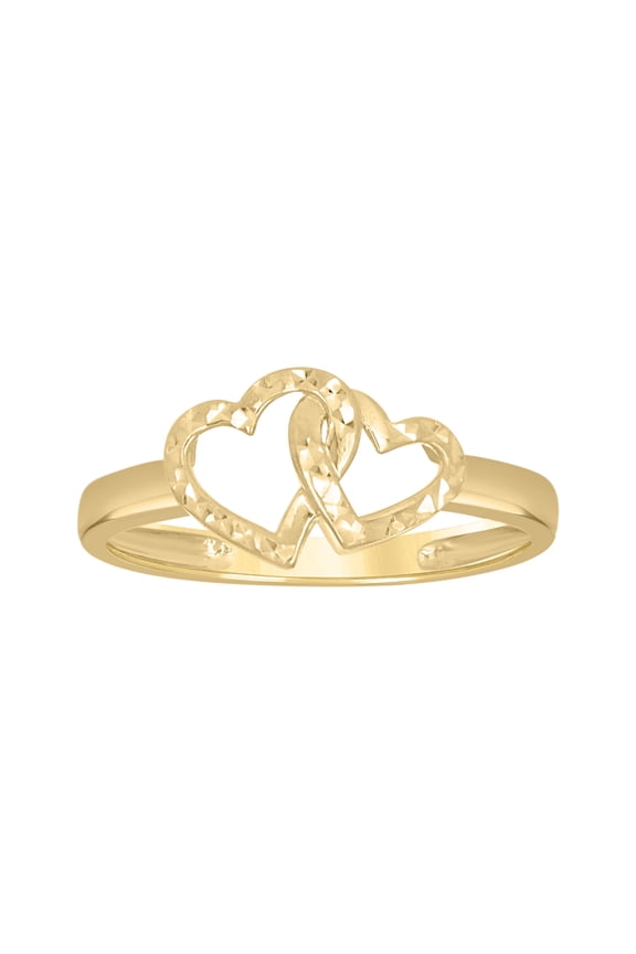 10k Yellow Gold Womens Interlock Hearts Ring