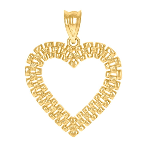 10k Yellow Gold Womens Love Heart Charm Pendant Necklace 31.7x41.9mm Wide Pendant for Women