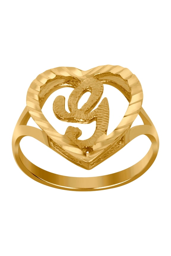 10k Yellow Gold Womens Love Heart Letter Name Personalized Monogram Initial G Ring 15x2.00mm Wide Size 7.5 Statement Rin