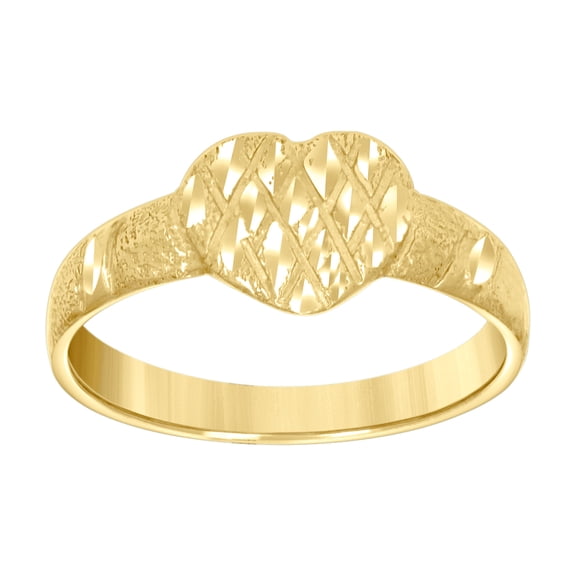 10k Yellow Gold Womens Love Heart Ring 6x2.8mm Wide Statement Ring for Women - .8 Grams
