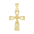 thumbnail image 1 of 10k Yellow Gold Womens Mens Unisex Jesus Crucifix Cross Love Heart Religious Charm Pendant 34.2x20.3mm Wide Necklace for, 1 of 2