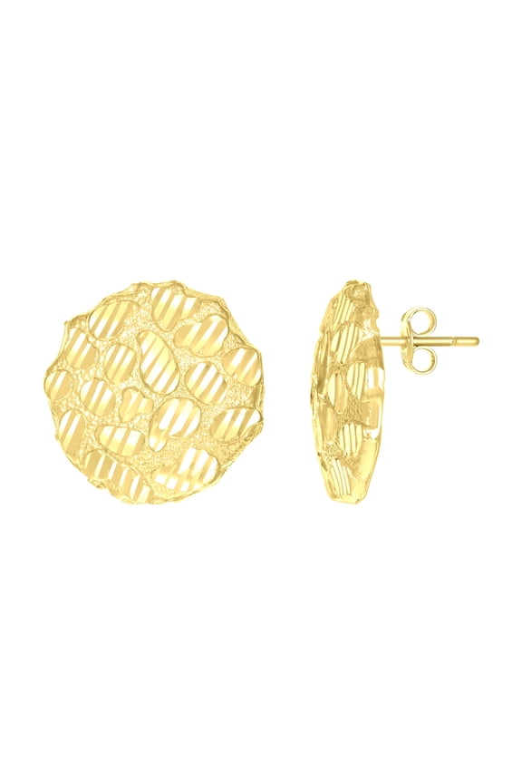 10k Yellow Gold Womens Nugget Round Stud Earrings Jewelry Gift for Women
