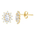thumbnail image 1 of 10k Yellow Gold Womens Oval Round Cubic Zirconia Flower Fashion Stud Earrings 10.3x8.4mm Wide Stud Earring for Women, 1 of 2