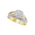 thumbnail image 1 of 10k Yellow Gold Womens Princess Diamond Halo Bridal Wedding Engagement Ring Band Set 1/2 Cttw, 1 of 1
