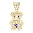 thumbnail image 1 of 10k Yellow Gold Womens Purple White Love Heart Round Cubic Zirconia June Teddy Bear Charm Pendant Necklace 20.3x9.7mm Wi, 1 of 2