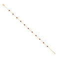thumbnail image 1 of 10k Yellow Gold Womens Red Cubic Zirconia Chain Anklet 10 Inch Anklet for Women and Men - 2.1 Grams, 1 of 2