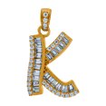 thumbnail image 1 of 10k Yellow Gold Womens Round Baguette Cubic Zirconia Letter Name Personalized Monogram Initial Capital K Charm Pendant N, 1 of 2