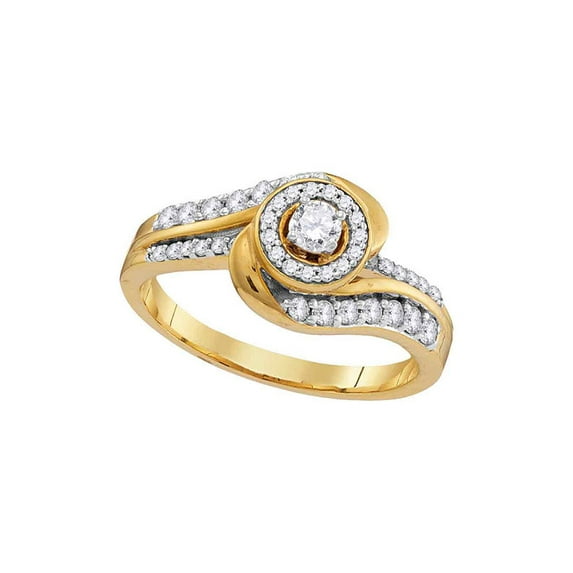 10k Yellow Gold Womens Round Diamond Bridal Wedding Engagement Anniversary Ring 1/2 Cttw