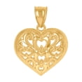 thumbnail image 1 of 10k Yellow Gold Womens Scroll Love Heart Charm Pendant Necklace 21.6x16.1mm Wide Pendant for Women, 1 of 2
