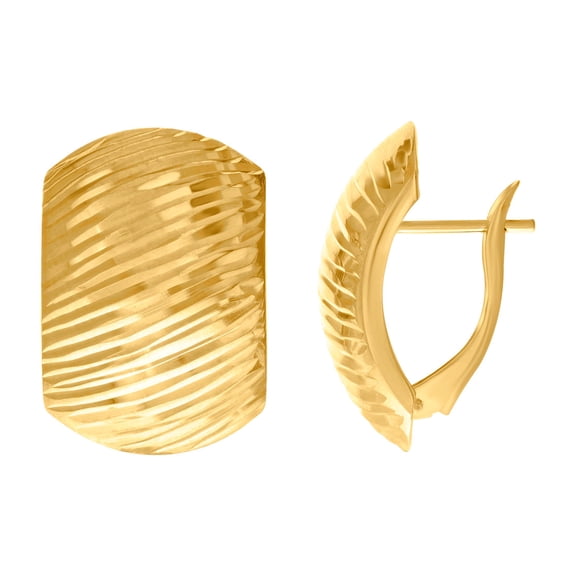 10k Yellow Gold Womens Sparkle-Cut Fashion Latch Back Earrings 20.4x14mm Wide Stud Earring for Women