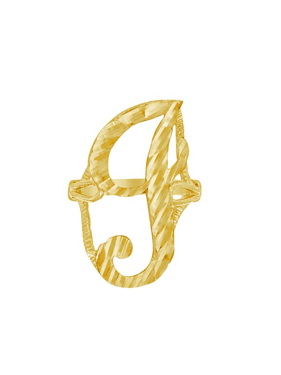10k Yellow Gold Womens Sparkle-Cut Letter Name Personalized Monogram Initial I Ring 30x2.50mm Wide Size 7 Ring for Women