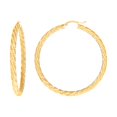 thumbnail image 1 of 10k Yellow Gold Womens Sparkle-Cut Spotted Patterned Fancy Hoop Earrings 57x4mm Wide Hoop Earring for Women, 1 of 2