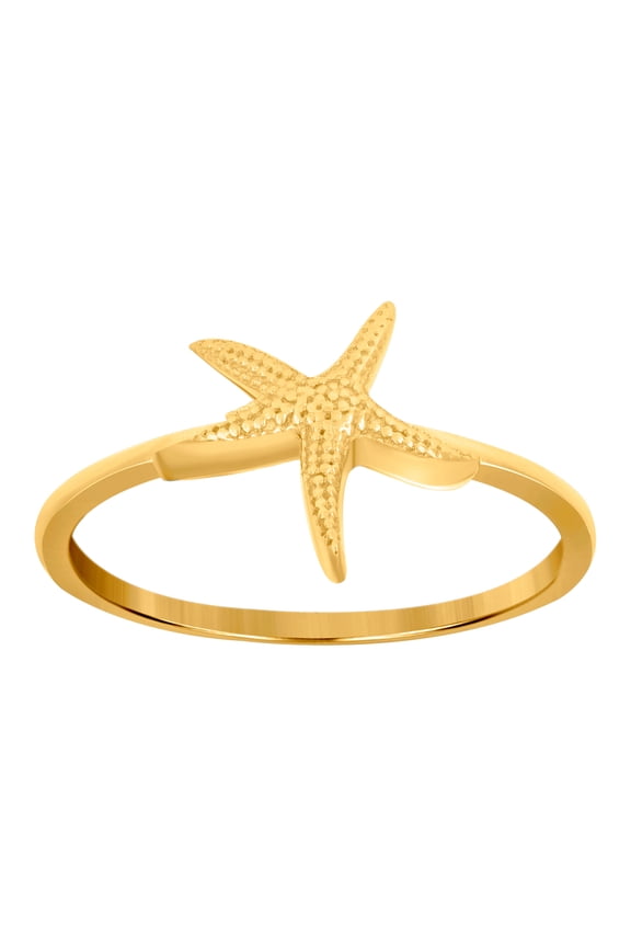 10k Yellow Gold Womens Star Animal Sealife Fish Fashion Ring 10.5mm Wide Ring for Women - 1.7 Grams