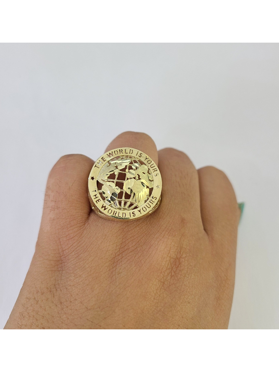 10k Yellow Gold World is Yours Ring Casual Band Genuine Brand New All Sizes (Ring Sizes (in):6;)