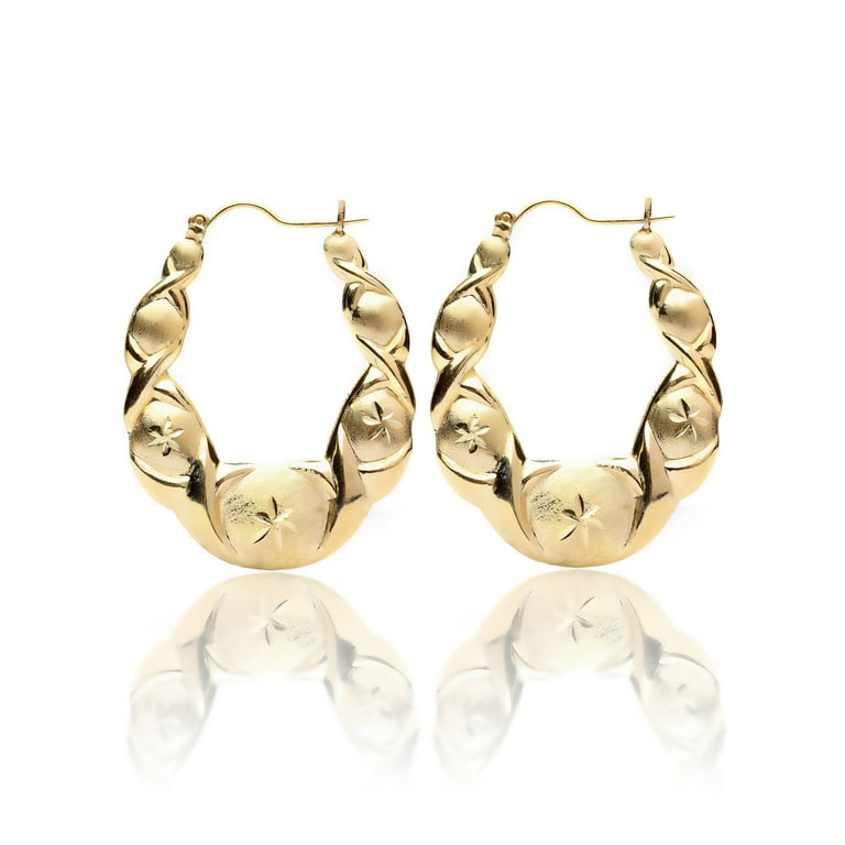 10k Yellow Gold XO Hugs and Kisses Love Earrings
