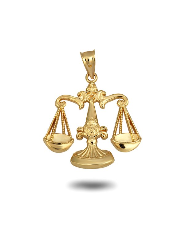10k Yellow Gold Zodiac Symbol Pendant Necklace Libra (20 Inches)