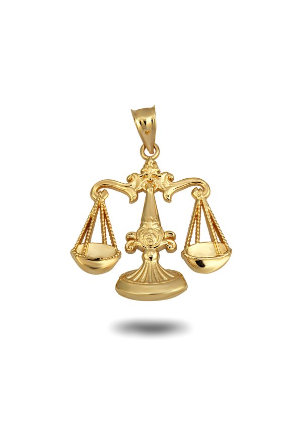 10k Yellow Gold Zodiac Symbol Pendant Necklace Libra (20 Inches)