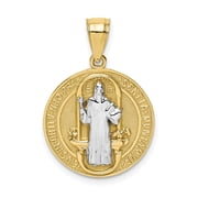 10k Yellow Gold with Rhodium San Beito Medal Charm Pendant