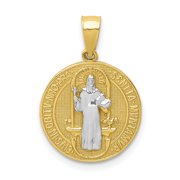 10k Yellow Gold with Rhodium San Beito Medal Charm Pendant