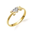 thumbnail image 1 of 10k Yellow Two-Tone Gold Cubic Zirconia "I Heart U" Love Ring (Size 4), 1 of 3