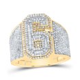 thumbnail image 1 of 10k Yellow White Gold 1 5/8 Cttw Diamond Number " 6" Men's Ring, Men Size: 8-12, 1 of 1