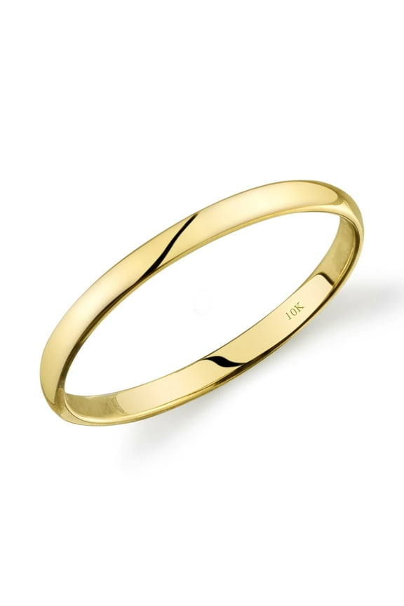 10k Yellow White or Rose Gold Comfort Fit 2mm Plain Wedding Band