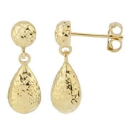 FREMADA KoolJewelry 10k Yellow, White or Rose Gold Diamond-cut Teardrop Dangle Earrings