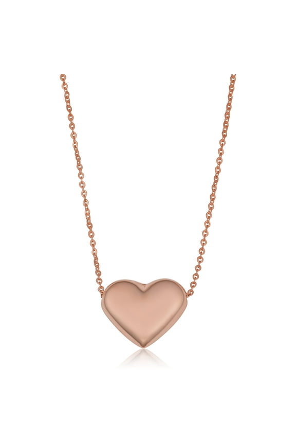 KoolJewelry 10k Yellow, White or Rose Gold Heart Necklace (18 inch)