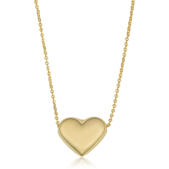 KoolJewelry 10k Yellow, White or Rose Gold Heart Necklace (18 inch)