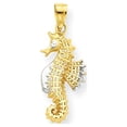 thumbnail image 1 of 10k Yellow with White Rhodium Two-tone Gold Seahorse Charm, 1 of 4