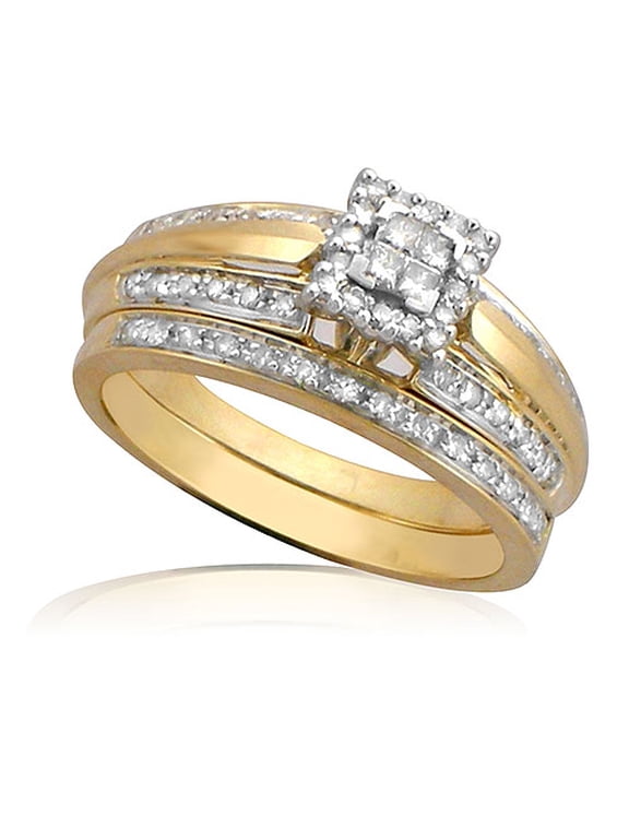 10k Yg Fb 1/3 Cttw Quad Bridal Set