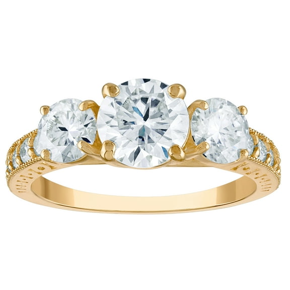 10k gold created moissanite 3 cttw bridal ring
