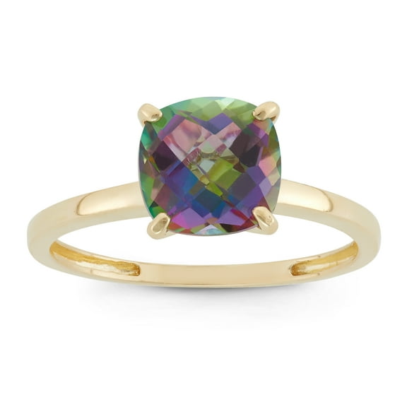 10k gold cushion cut gemstone ring
