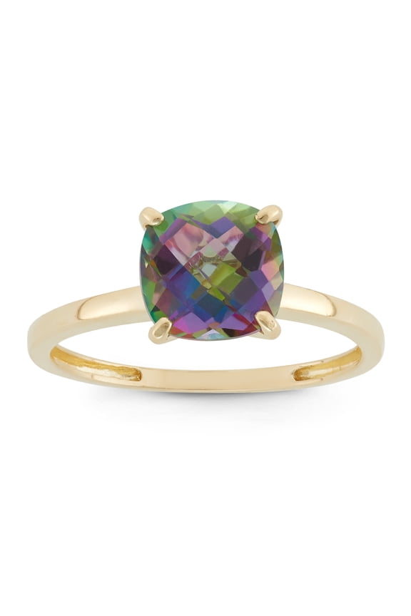 10k gold cushion cut gemstone ring