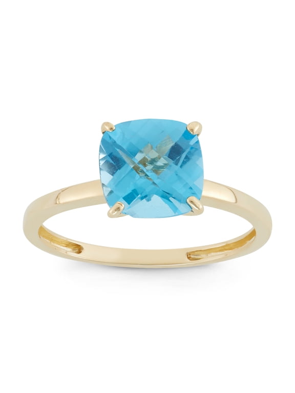 10k gold cushion cut gemstone ring