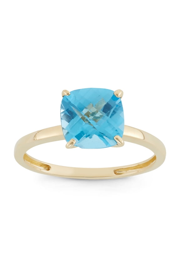 10k gold cushion cut gemstone ring
