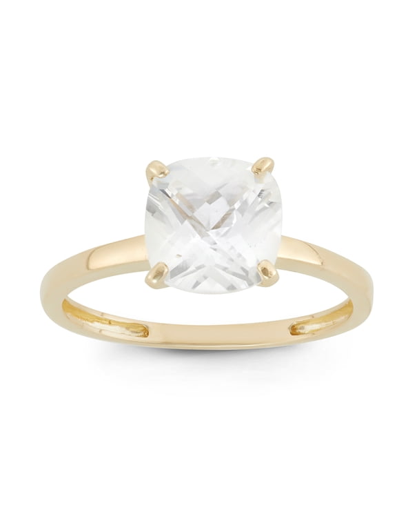 10k gold cushion cut gemstone ring