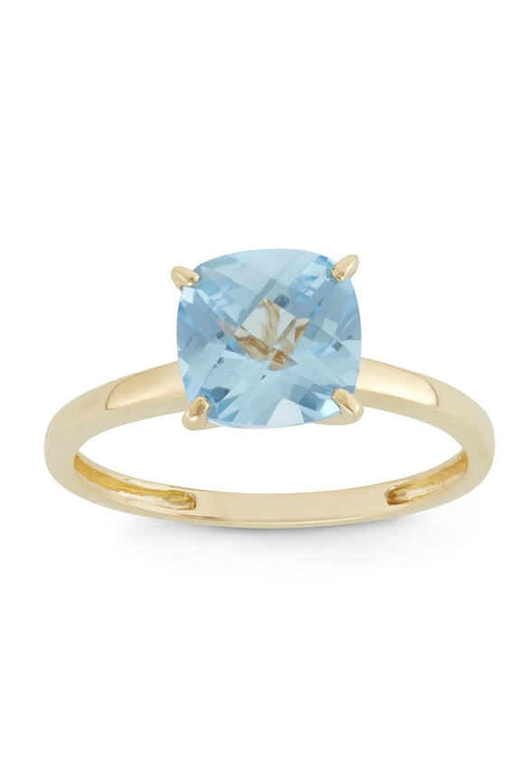 10k gold cushion cut gemstone ring